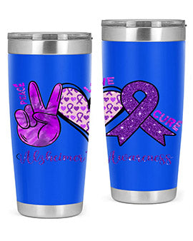 Peace Love Cure Alzheimer Awareness 205#- alzheimers- Tumbler