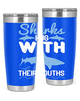 Sharks hug with their mouths Style 22#- shark  fish- Tumbler