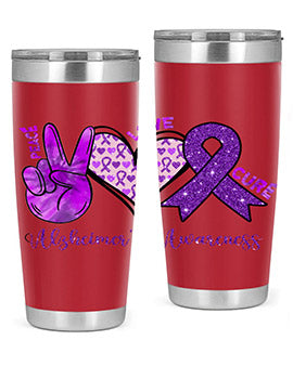 Peace Love Cure Alzheimer Awareness 205#- alzheimers- Tumbler
