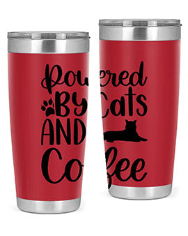 Powered By Cats And Coffee Style 102#- cat- Tumbler