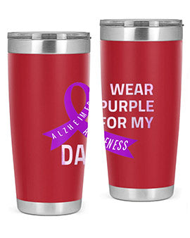 Womens I Wear Purple for My Dad Alzheimers Disease Awareness VNeck 221#- alzheimers- Tumbler