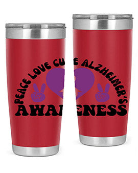 peace love cure alzheimer s awareness 206#- alzheimers- Tumbler