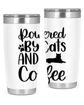 Powered By Cats And Coffee Style 102#- cat- Tumbler