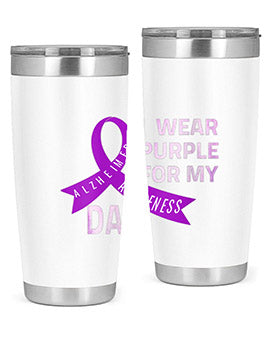 Womens I Wear Purple for My Dad Alzheimers Disease Awareness VNeck 221#- alzheimers- Tumbler