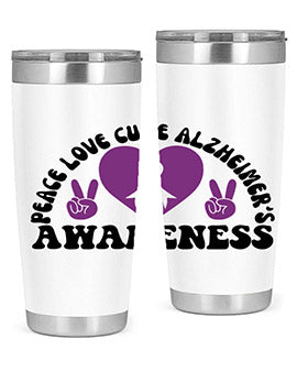 peace love cure alzheimer s awareness 206#- alzheimers- Tumbler