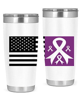 usa flag with alzheimers cancer 219#- alzheimers- Tumbler