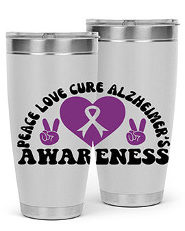 peace love cure alzheimer s awareness 206#- alzheimers- Tumbler