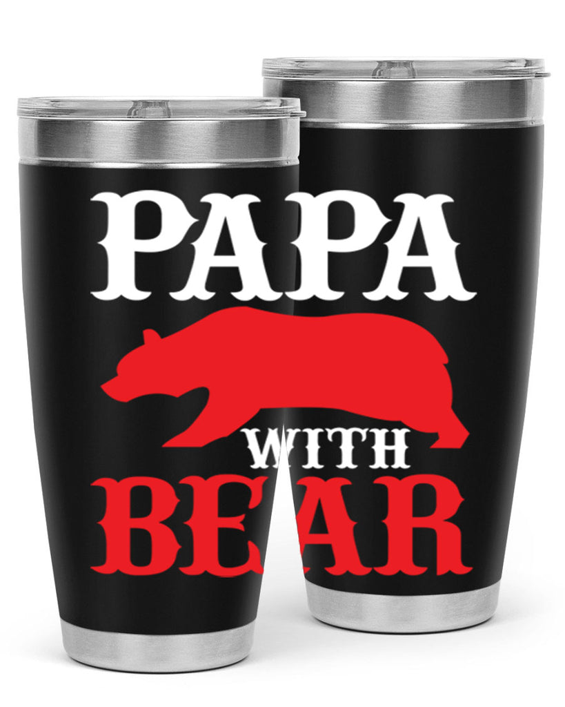 PAPA WITH BEAR 111#- grandpa - papa- Tumbler
