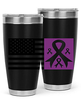 usa flag with alzheimers cancer 219#- alzheimers- Tumbler
