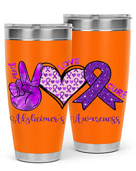 Peace Love Cure Alzheimer Awareness 205#- alzheimers- Tumbler