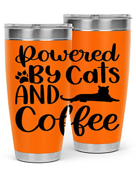 Powered By Cats And Coffee Style 102#- cat- Tumbler