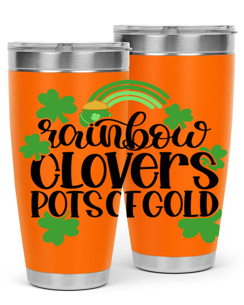 Rainbow Clovers Pots Of Gold Style 35#- St Patricks Day- Tumbler