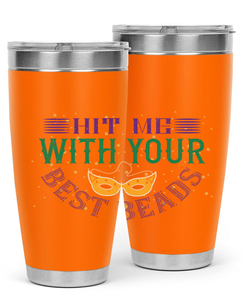 hit me with your best beads 69#- mardi gras- Tumbler