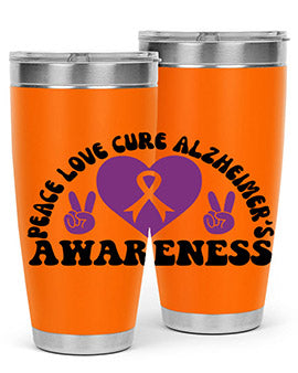 peace love cure alzheimer s awareness 206#- alzheimers- Tumbler