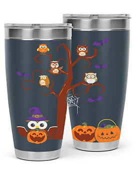 Owl With Pumpkin Halloween Tree A TurtleRabbit 16#- owl- Tumblers