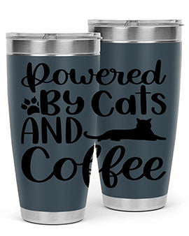 Powered By Cats And Coffee Style 102#- cat- Tumbler