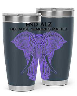 Purple Elephant Alzheimer Awareness 212#- alzheimers- Tumbler