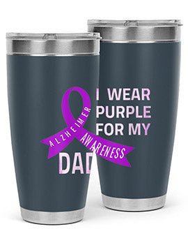 Womens I Wear Purple for My Dad Alzheimers Disease Awareness VNeck 221#- alzheimers- Tumbler