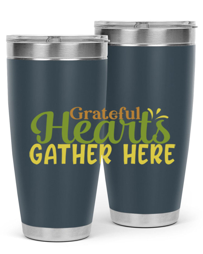 grateful hearts gather here 59#- thanksgiving- Tumbler