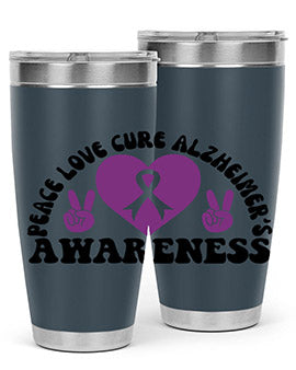 peace love cure alzheimer s awareness 206#- alzheimers- Tumbler