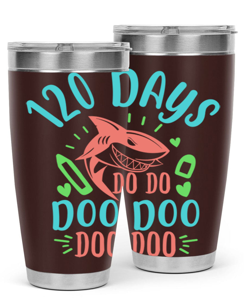 10 120 days shark doo doo 18#- 100 days of school- Tumbler