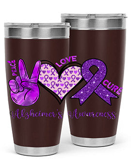 Peace Love Cure Alzheimer Awareness 205#- alzheimers- Tumbler