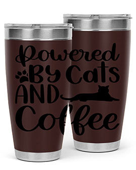 Powered By Cats And Coffee Style 102#- cat- Tumbler