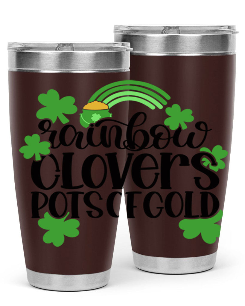 Rainbow Clovers Pots Of Gold Style 35#- St Patricks Day- Tumbler