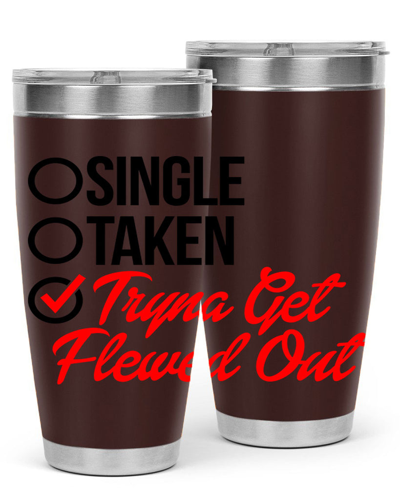 single taken tryna get flewed out 36#- black words phrases- Cotton Tank