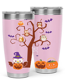 Owl With Pumpkin Halloween Tree A TurtleRabbit 16#- owl- Tumblers