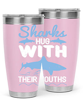Sharks hug with their mouths Style 22#- shark  fish- Tumbler