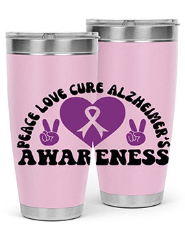 peace love cure alzheimer s awareness 206#- alzheimers- Tumbler