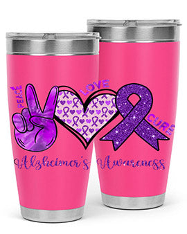 Peace Love Cure Alzheimer Awareness 205#- alzheimers- Tumbler