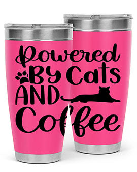 Powered By Cats And Coffee Style 102#- cat- Tumbler