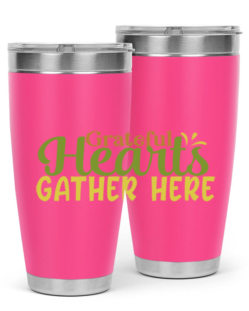 grateful hearts gather here 59#- thanksgiving- Tumbler