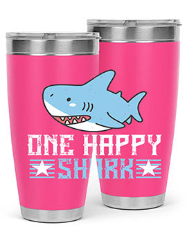 one happy shark Style 50#- shark  fish- Tumbler