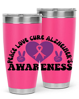 peace love cure alzheimer s awareness 206#- alzheimers- Tumbler