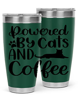 Powered By Cats And Coffee Style 102#- cat- Tumbler