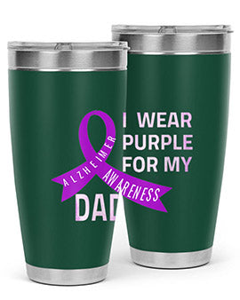 Womens I Wear Purple for My Dad Alzheimers Disease Awareness VNeck 221#- alzheimers- Tumbler