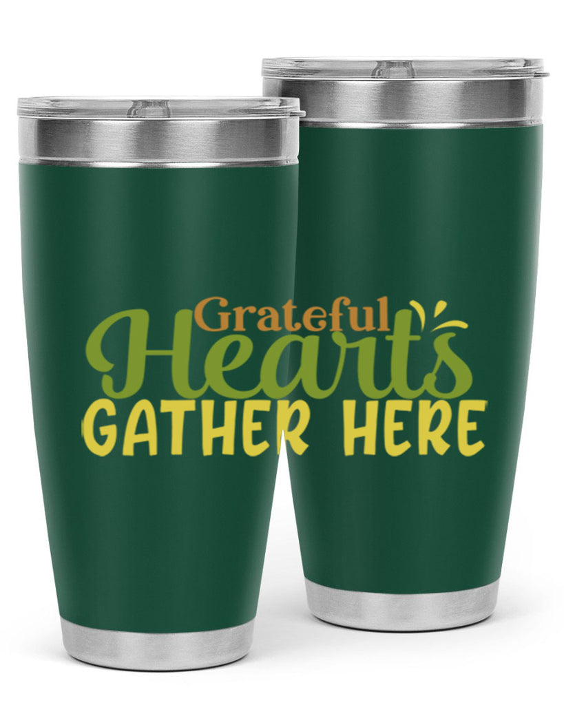 grateful hearts gather here 59#- thanksgiving- Tumbler