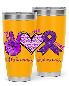 Peace Love Cure Alzheimer Awareness 205#- alzheimers- Tumbler