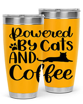 Powered By Cats And Coffee Style 102#- cat- Tumbler