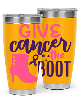 give cancer the boot Style 1#- breast cancer- Tumbler