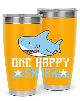 one happy shark Style 50#- shark  fish- Tumbler