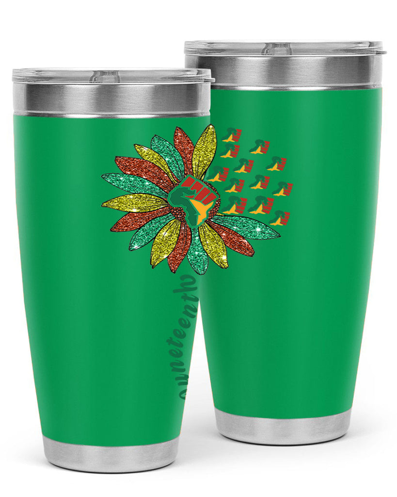 Sunflower Fist Juneteenth Black History 24#- Juneteenth- tumbler