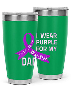 Womens I Wear Purple for My Dad Alzheimers Disease Awareness VNeck 221#- alzheimers- Tumbler