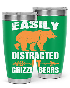 easily distracted by grizzly bears 1#- Bears- Tumbler