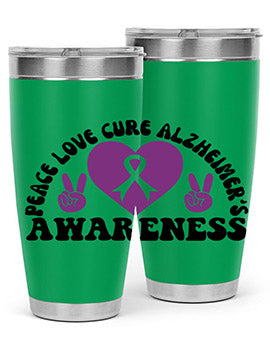 peace love cure alzheimer s awareness 206#- alzheimers- Tumbler