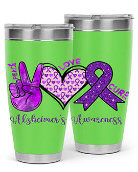 Peace Love Cure Alzheimer Awareness 205#- alzheimers- Tumbler