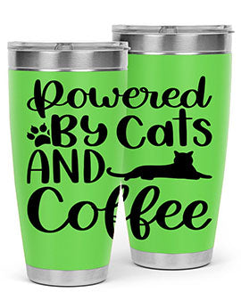 Powered By Cats And Coffee Style 102#- cat- Tumbler